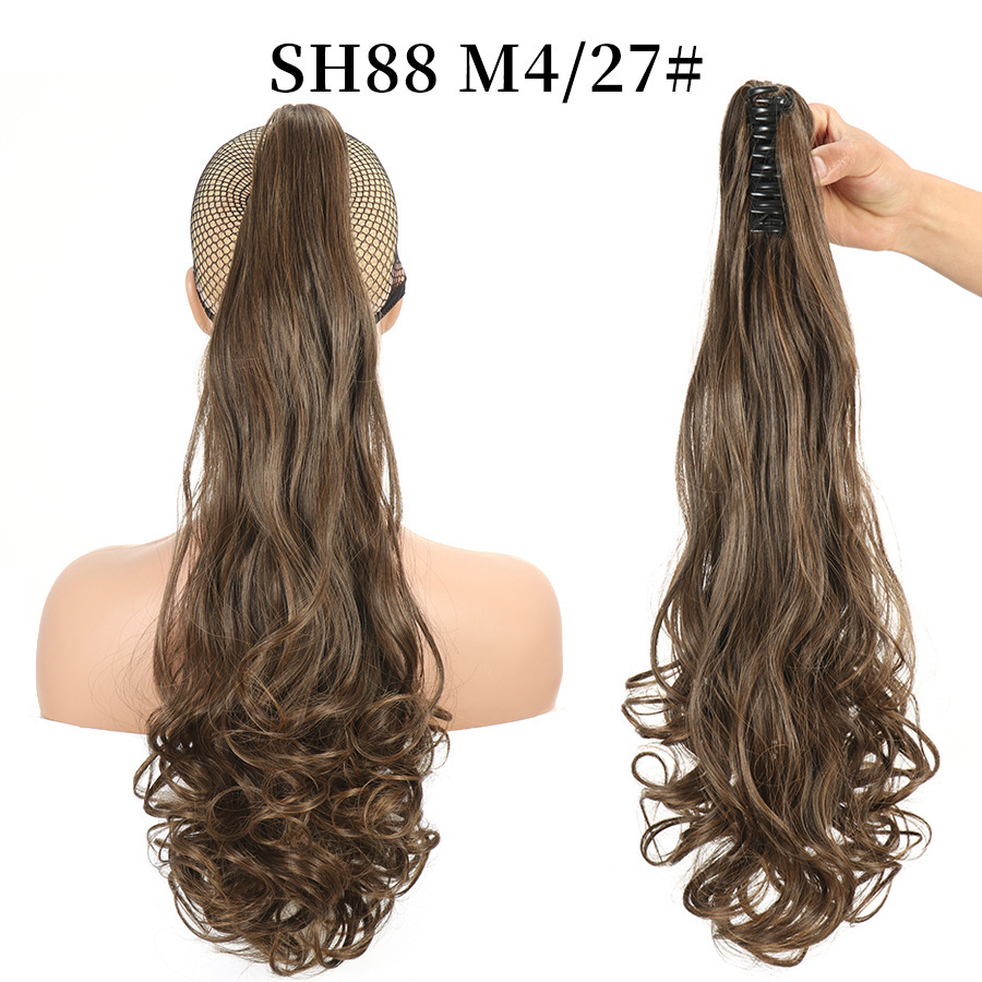 European and American style claw clip long curly hair, tiger mouth claw clip ponytail simulation wig, fluffy and natural ponytail pic 45