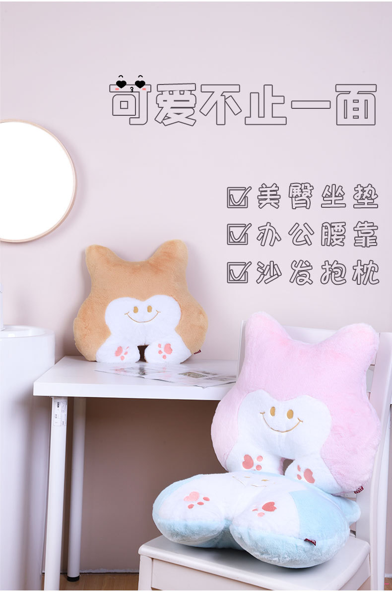 Wholesale of cartoon cute animal throw pillows, plush toys for recreation, multi-purpose winter thickened warm cushions and backrests pic 5