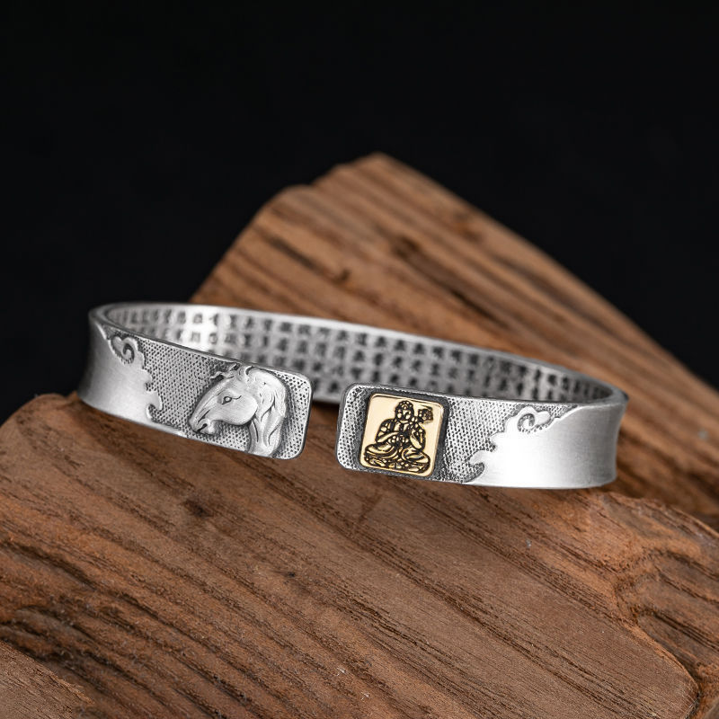 Hot-selling item: Twelve zodiac signs, eight Guardian Deities, zodiac Buddha silver-plated bracelet, aged and retro style, open Thai silver bracelet pic 8