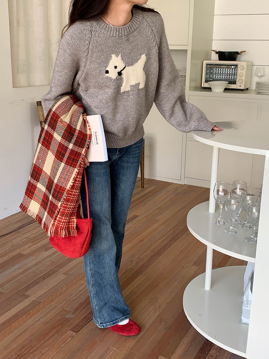 3th Morning North Island Park Korean Style Youthful Dog Embroidered Round Neck Pullover Sweater ZY2381 pic 42