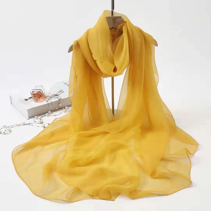 丝巾女士春夏优柔纱沙滩巾防晒披肩薄款纱巾纯色长款两用围巾详情11