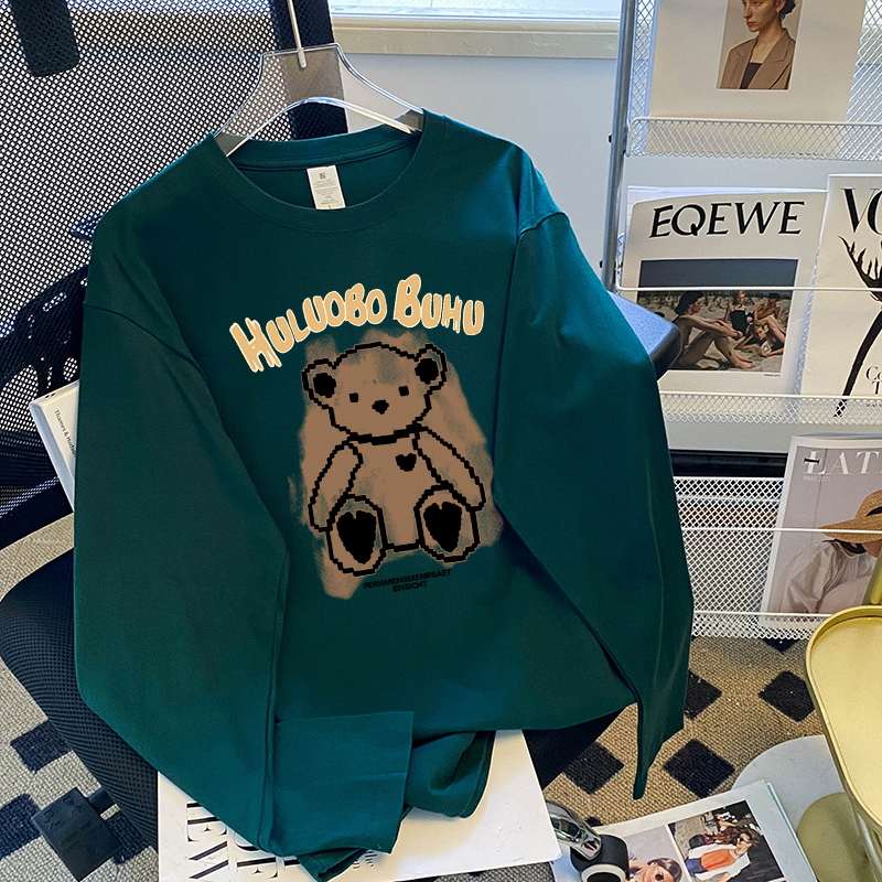 现货小熊纯棉短袖T恤女夏装新款韩版宽松休闲落肩洋气女士半袖详情22