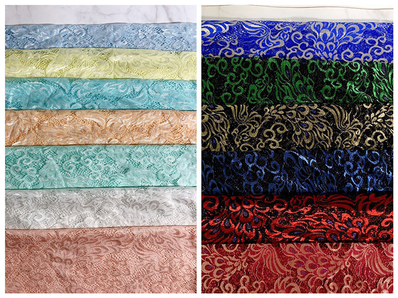 Wholesale of gold-colored phoenix lace fabric, phoenix skirts, wedding accessories, home window screens and tablecloths pic 2