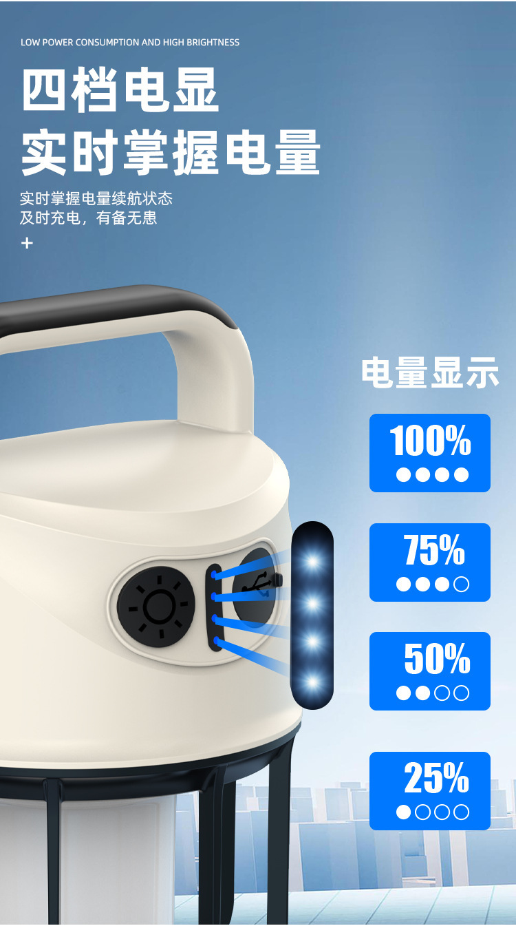 义乌闪电鹰跨境新品强光手电筒可充电多功能超亮手提探照灯露营灯详情32