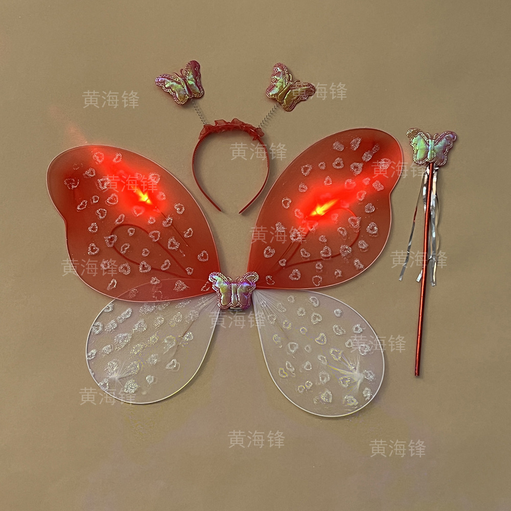 儿童昆虫蝴蝶翅膀三件套跨境节庆表演道具发箍魔法棒蝴蝶精灵套装                              详情13