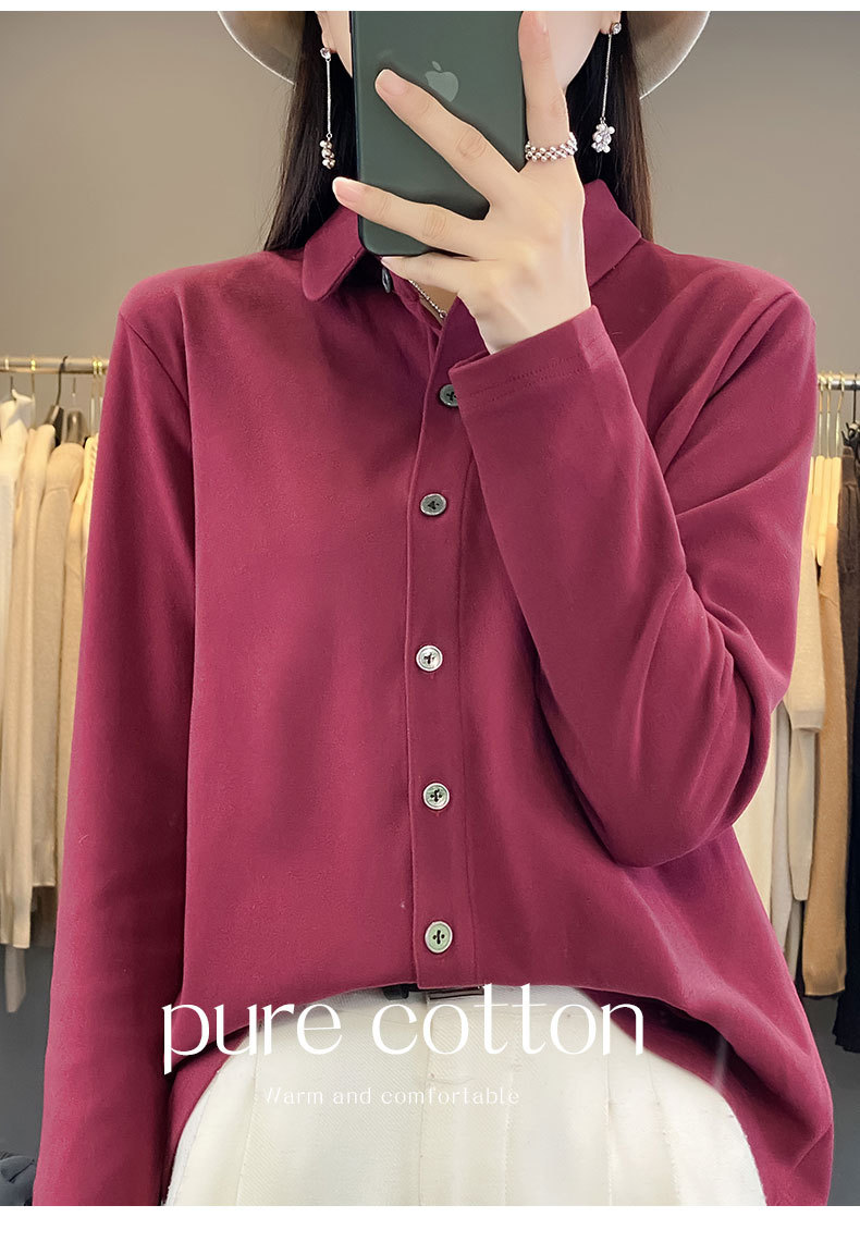24春秋双面德绒衬衫女POLO领磨毛保暖内搭开衫衬衣长袖上衣新款详情19