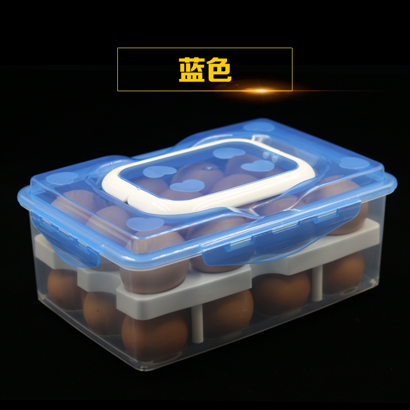 Plastic preservation box, 24-compartment egg box, refrigerator preservation storage box, double-layer tray packaging box, egg box pic 20