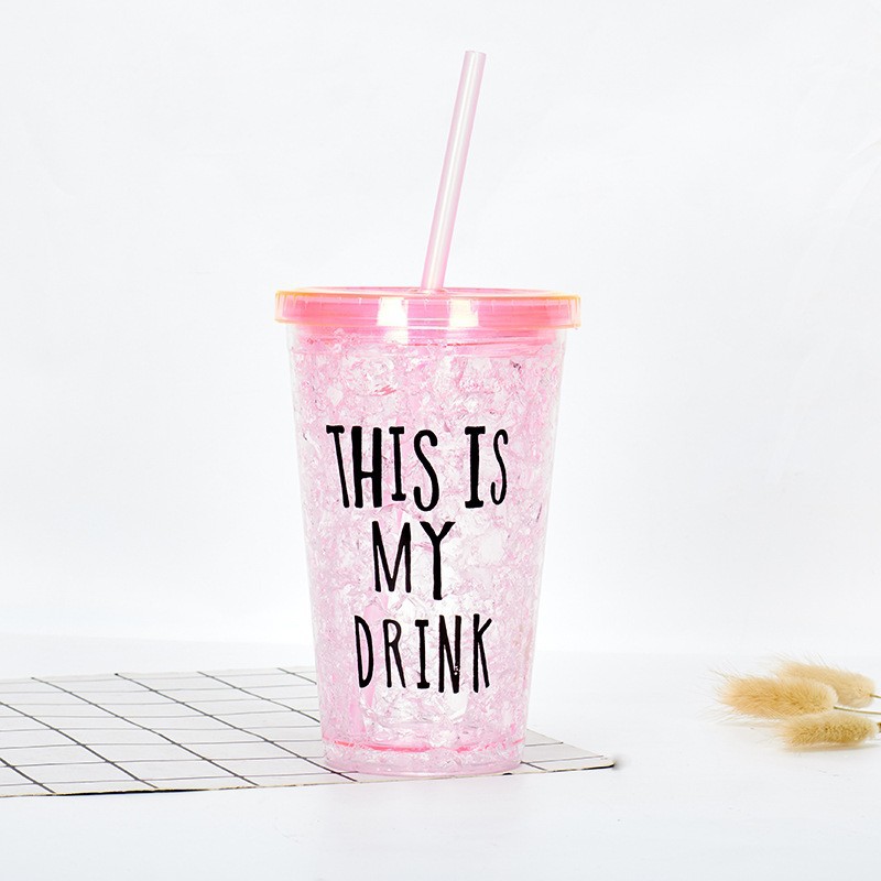 2021创意新款塑料冰酷杯夏日饮料冰杯女 可爱水果吸管杯批发LOGO详情7