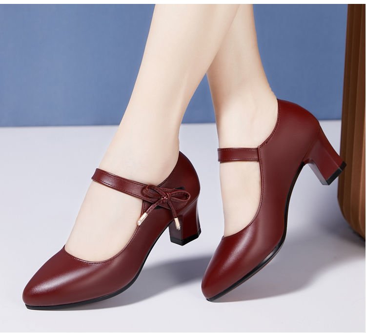 夏季新款女式软皮单鞋时尚扣带不跟不磨脚高跟职业女鞋详情11