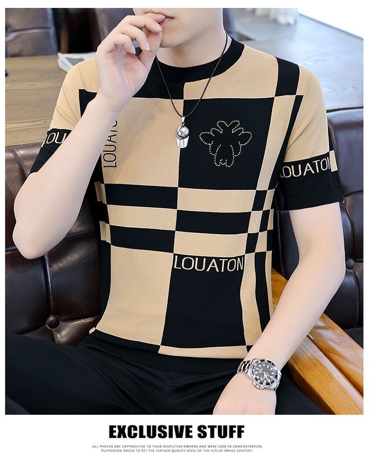 源头厂家2024夏季冰感透气时尚短袖T恤男新款青少年休闲百搭T恤男详情6