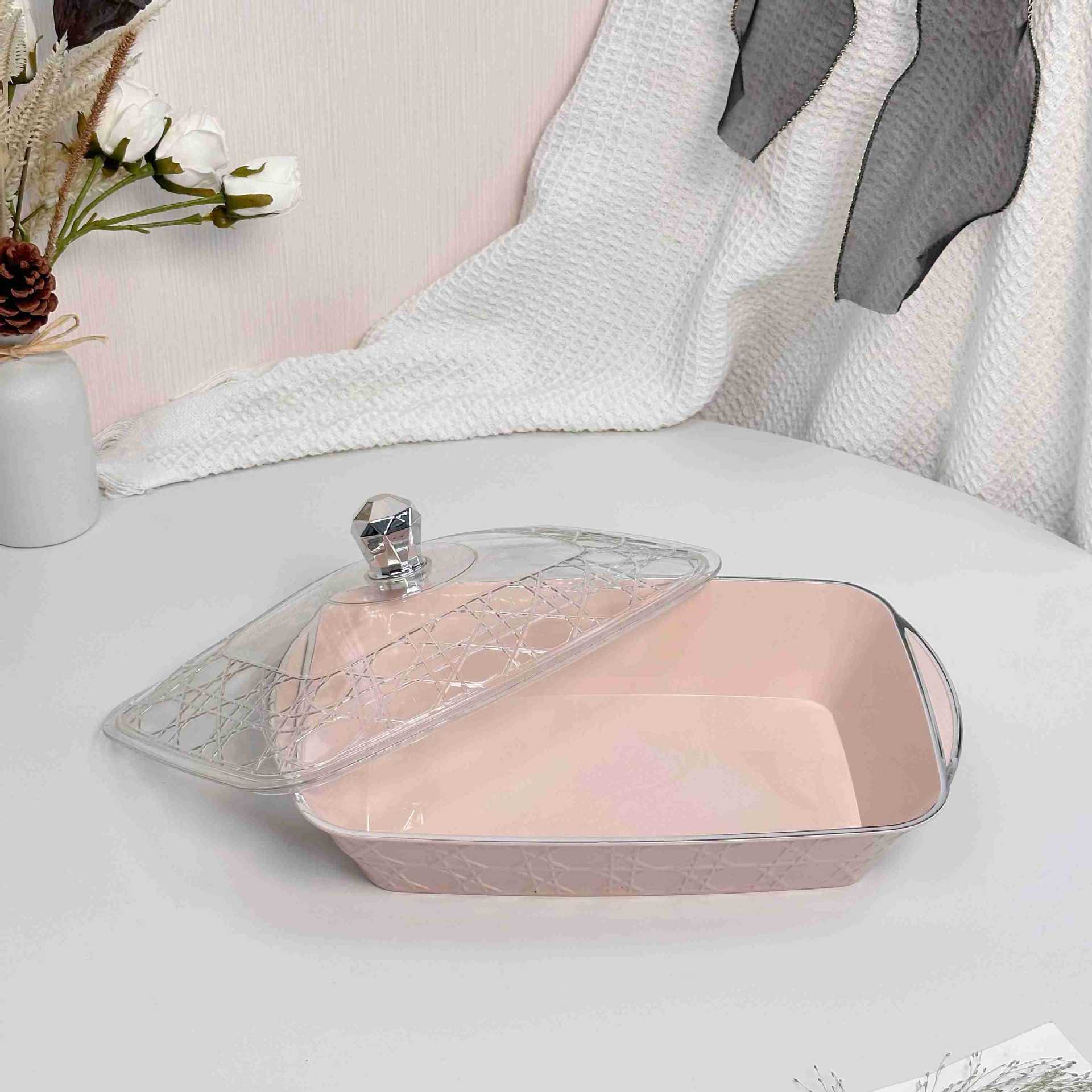 Multi-sized pink light luxury fruit platter, home light luxury high appearance level candy platter, preserved fruit and dried fruit box, entrance hall, small living room pic 4