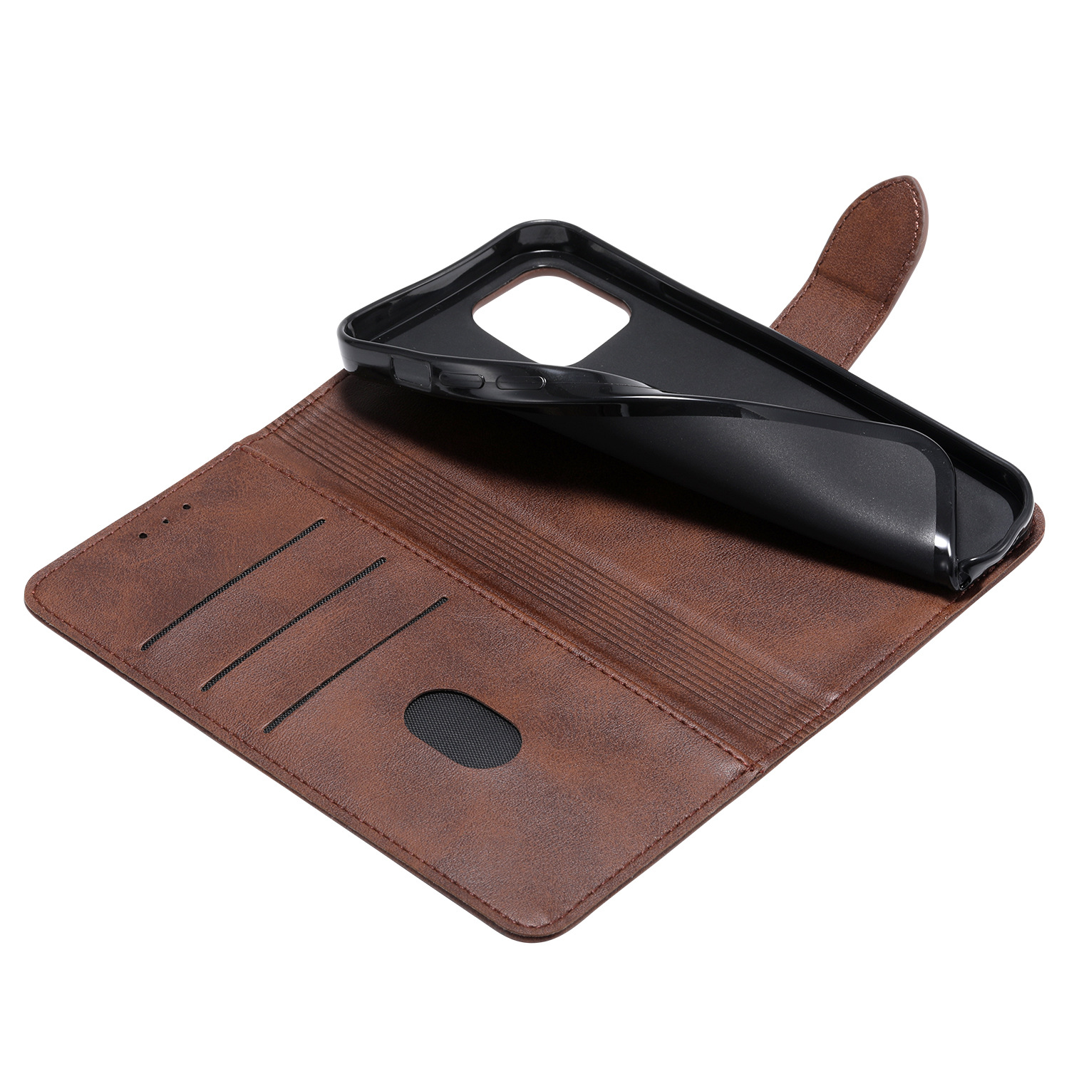 Suitable for iPhone15 wallet case, 8Plus phone case, calfskin genuine leather protective case, and SIM card for iPhone7 pic 3