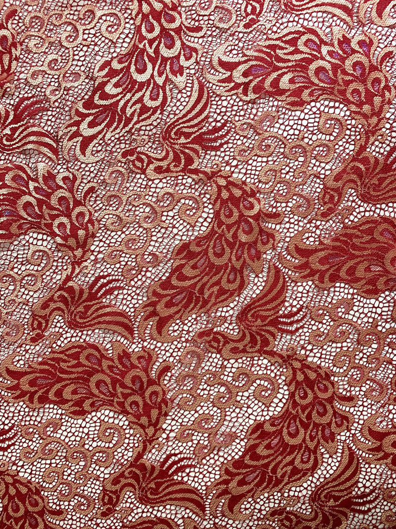 Wholesale of gold-colored phoenix lace fabric, phoenix skirts, wedding accessories, home window screens and tablecloths pic 11