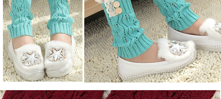 Korean knitted warm leg guards for autumn and winter, sweet solid color lace cutout leg covers, loose button ankle boot covers pic 49