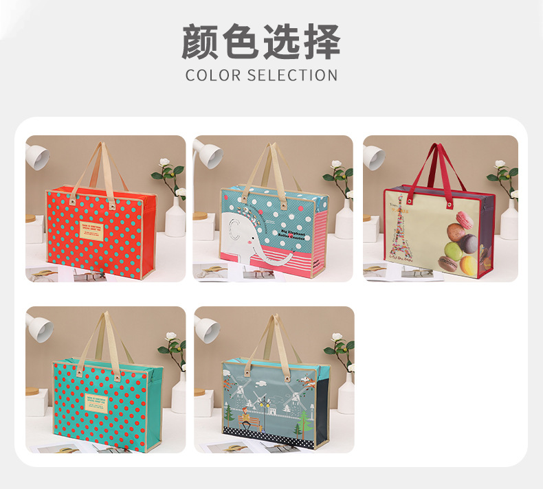 现货覆膜无纺布购物袋时尚旅行便携手提袋服装防潮衣物收纳袋详情5