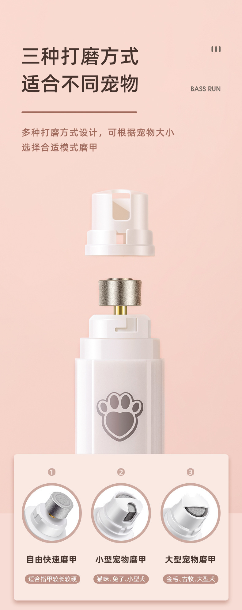 High-quality electric nail trimmers for pets, rechargeable nail clippers for cats, LED durable pet nail trimmers pic 5