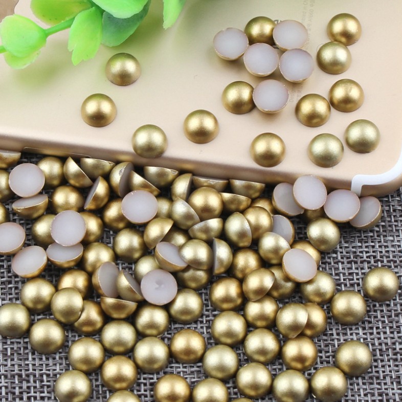 ABS imitation pearl semi-circle, gold and silver diy jewelry accessories, semi-circle resin accessories, semi-circle flat-bottomed pearls pic 6
