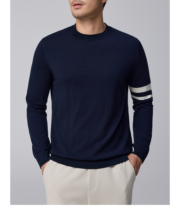 墨麦客男装条纹撞色打底羊毛衫男2024冬季新款简约男士毛衣20810详情28