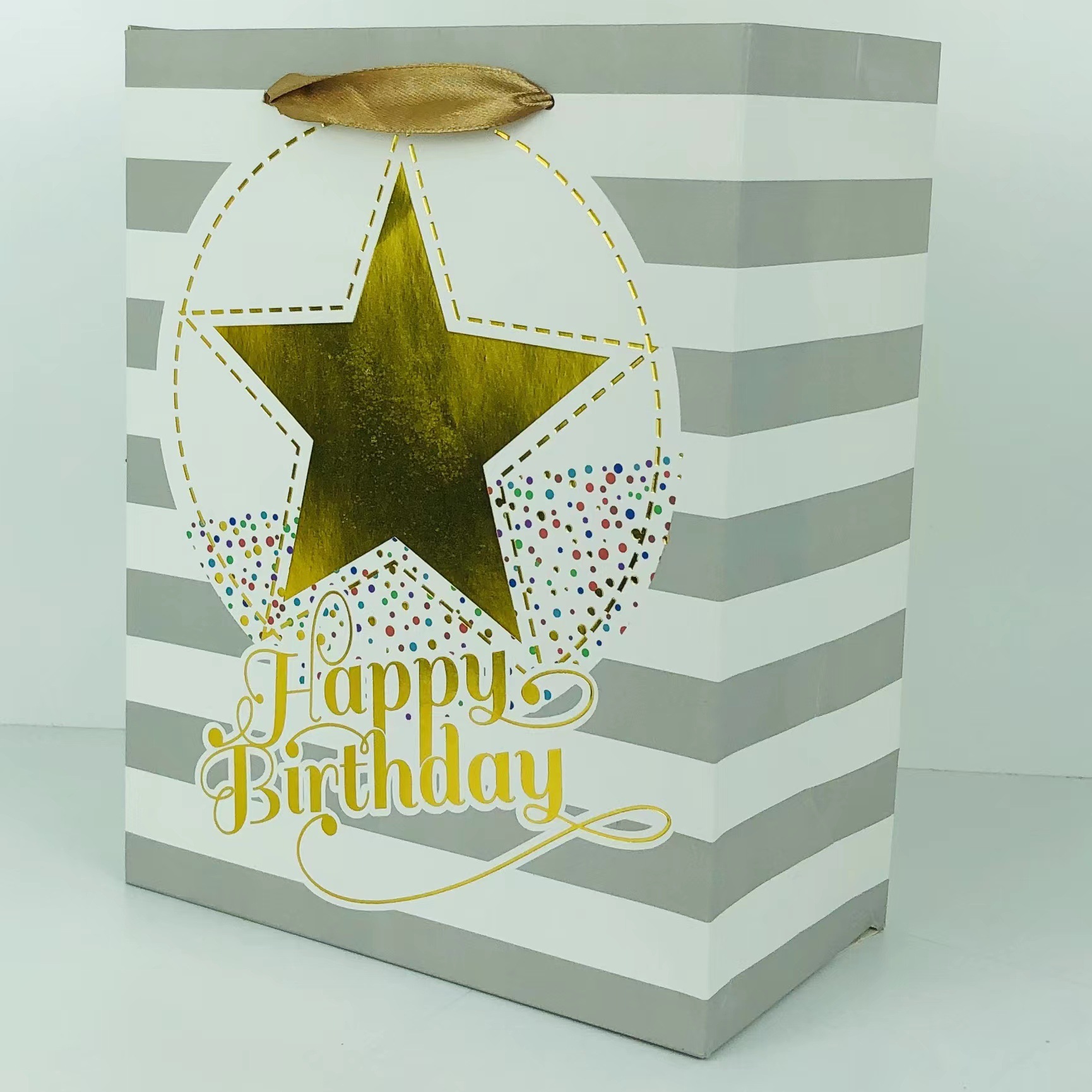 In-stock gilded BIRTHDAY HAPPY BIRTHDAY five-pointed star element tote bags, gift bags, shopping bags, cross-border special pic 10