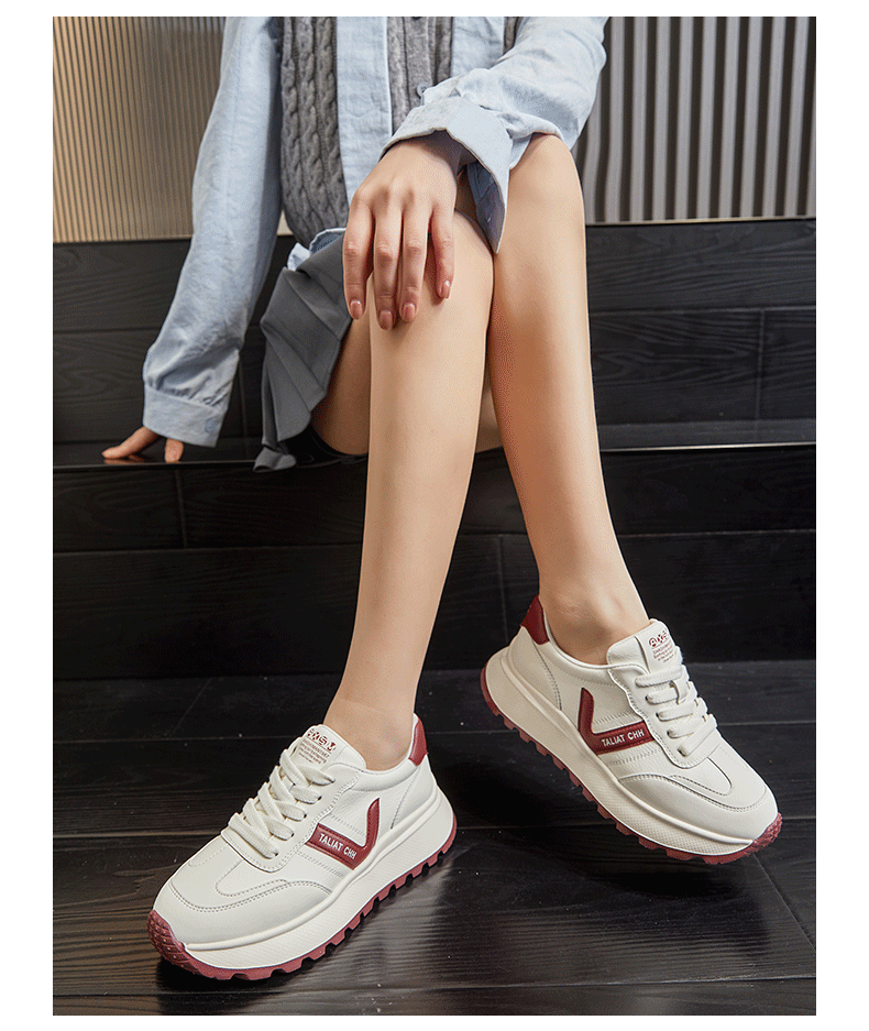 发泡底真皮阿甘鞋2025春季新款厚底增高运动鞋休闲女鞋百搭小白鞋详情12