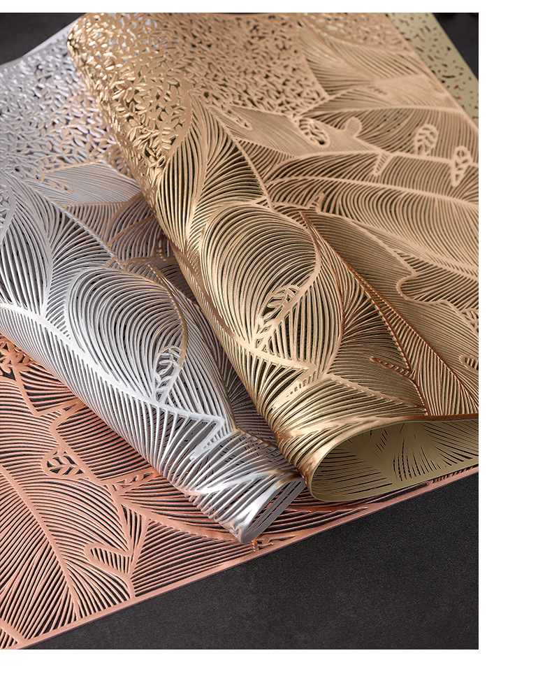 镂空烫金pvc餐垫隔热桌垫亚马逊temu希音代发海草方形跨境西餐垫详情12