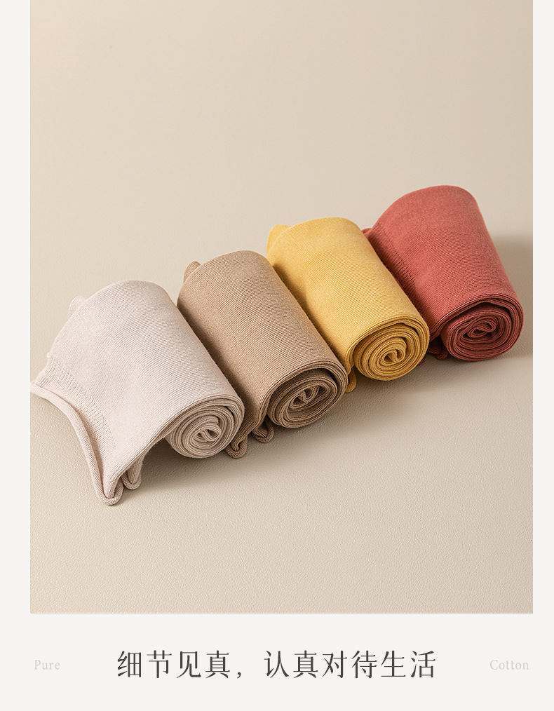 堆堆袜女士纯棉夏季薄款无骨抗菌卷边中筒新疆棉全棉春秋长袜批发详情9