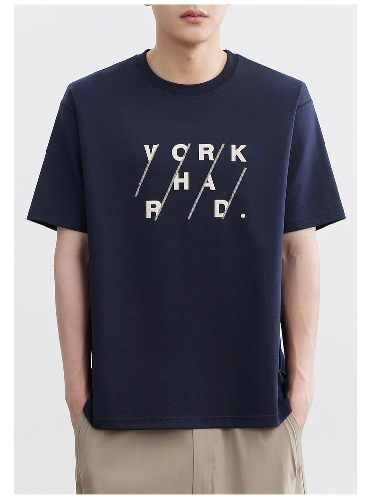 Quick-drying ice silk cotton round-neck cool-feeling foam printed short-sleeved T-shirt for men, 2024 summer new mercerized half-sleeved T-shirt pic 19