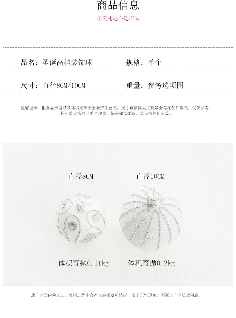 8cm圣诞球 白色泡沫吊球雪球雪景婚礼布置道具圣诞树挂件装饰球详情2