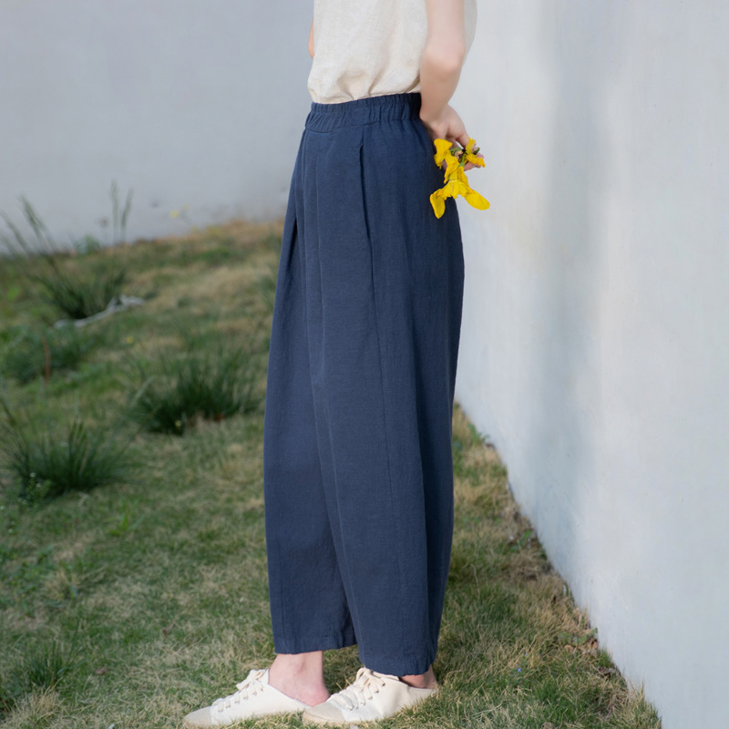 New Spring/Summer 2023 artistic and retro loose linen drape casual pants pic 11