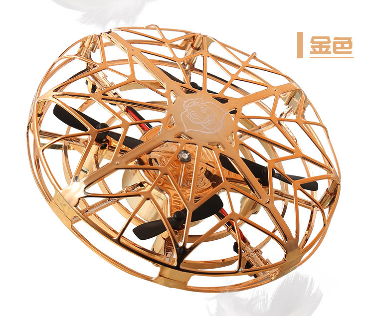 Cross-border UFO sensing aircraft, gesture four-axis intelligent floating saucer, luminous fingertip gyroscope, toy spinning ball pic 12
