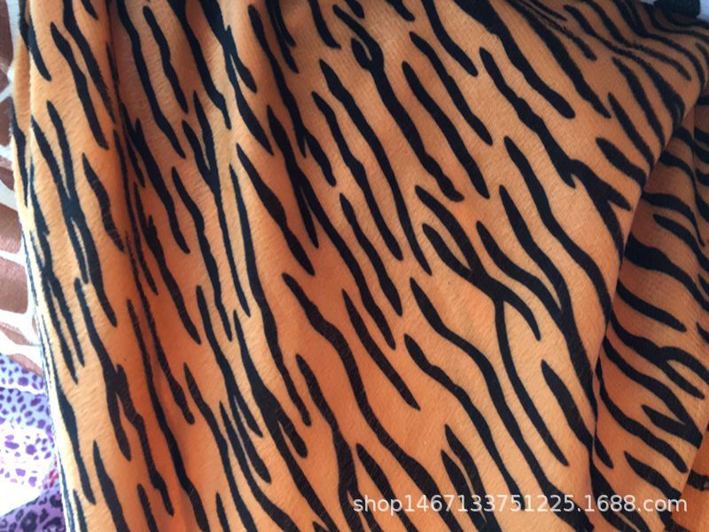 Tiger-striped polyester knitted printed fabric for shoes, hats, various simulation toys, headwear and hair accessories, leopard-striped short plush fabric pic 6