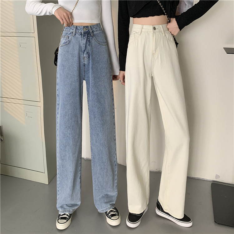 Spring 2021 new loose jeans for petite women, high-waisted and slimming, wide-leg and straight-leg pants, trendy on Instagram pic 4