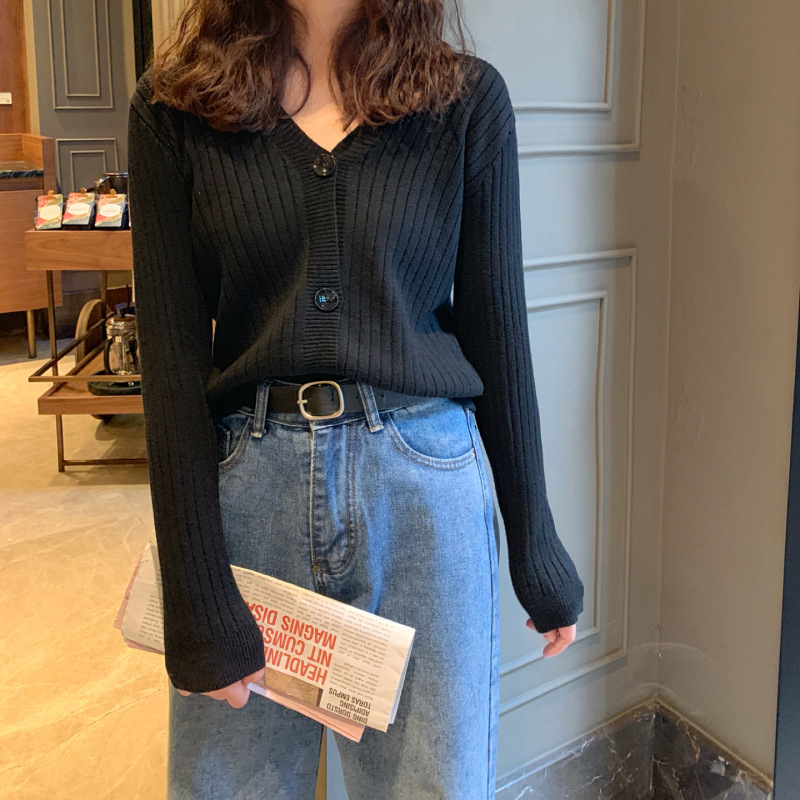 秋冬新款外穿内搭温柔风短款宽松V领毛衣外套针织衫开衫女装上衣详情20