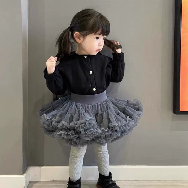 Europa y américa niñas tutu vestido de mitad de la segunda generación otoño e invierno festival rendimiento vestido de princesa vestido de año nuevo vestido de malla de gasa puffy pic 7
