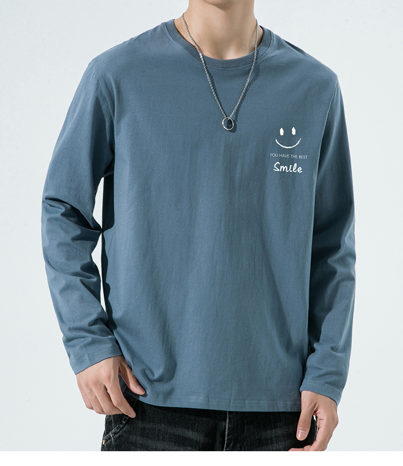 棉质长袖t恤男春秋宽松舒适内搭打底衫青年简约百搭品质上衣男装详情19