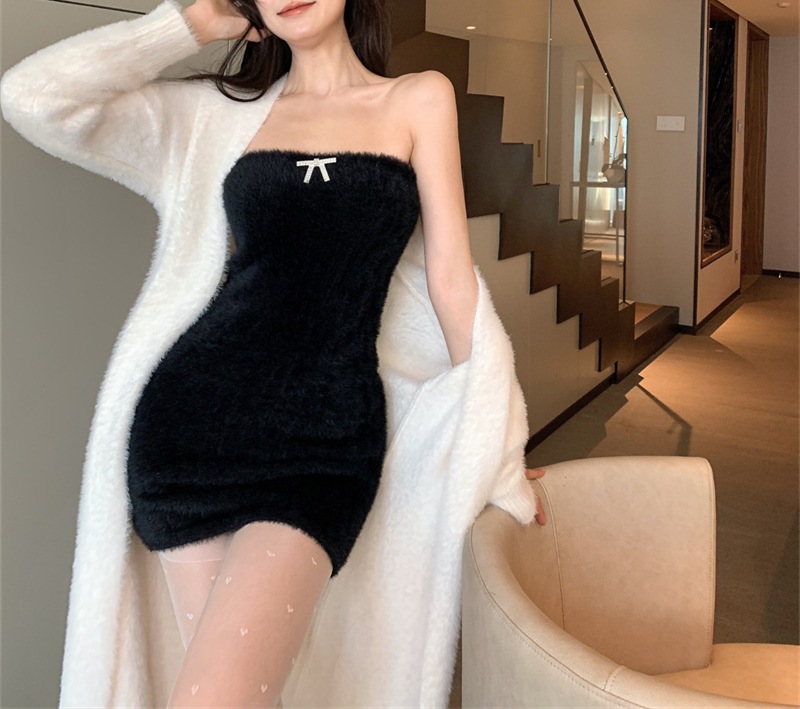 2023 Spring and Autumn laid-back and loose, knee-length, thickened, pure imitation mink fleece knitted sweater cardigan for women pic 26