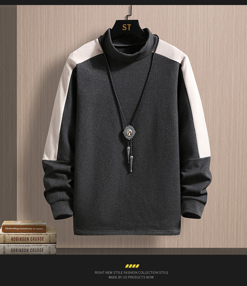 2022 Autumn/Winter new double-sided German fleece long-sleeved T-shirt for men, Korean-style trendy fleece hoodie, casual top for men pic 43