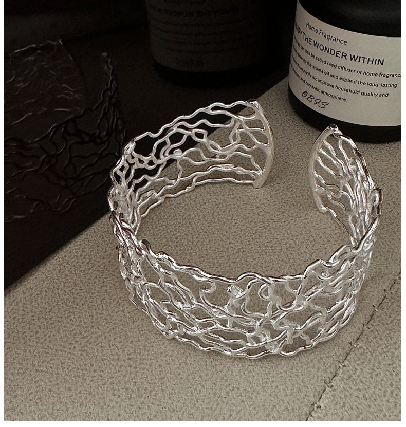 925纯银韩国东大门原单复古线条手环韩系简约时尚款镂空线条手镯详情10