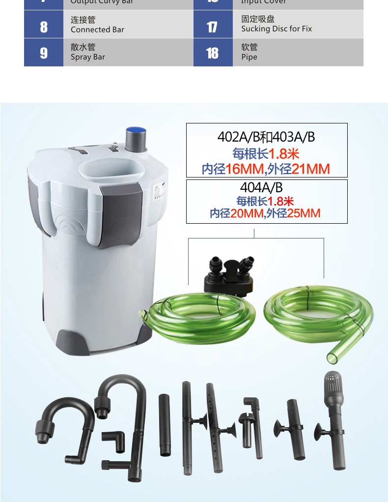 sunHW-402B small fish tank aquarium external filter with filter cotton, water pump, water pipe, aquarium products, fish tank pic 9