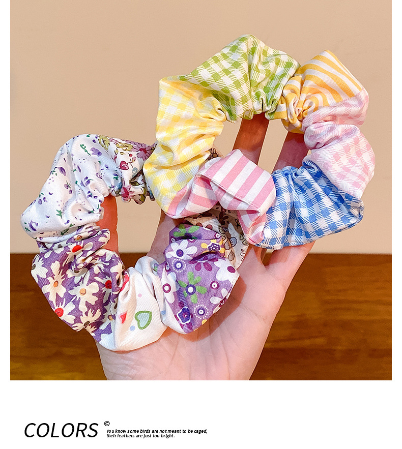 2023春季碎花发圈田园风格纹大肠发圈发饰女再生可回收布料RPETG详情3