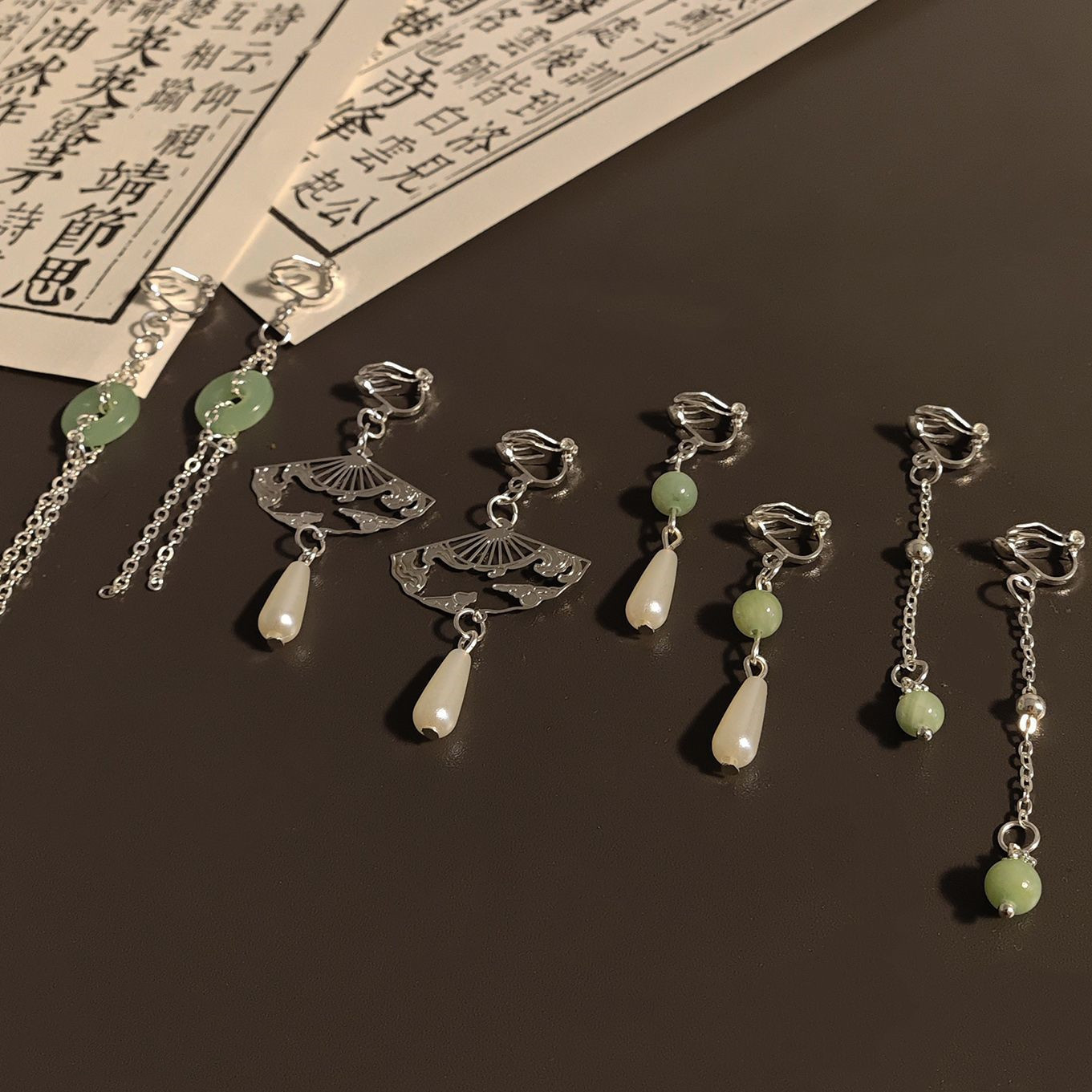 Classical earrings, Chinese-style earpiercless ear clips, Hanfu accessories, versatile new Chinese-style earrings, cool Chinese-style earrings pic 1