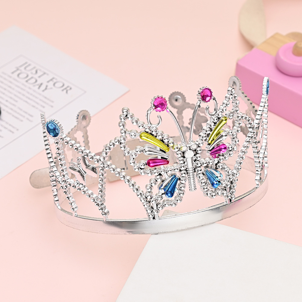 公主彩色宝石皇冠发箍创意儿童女孩塑料发饰舞会表演装扮道具批发详情2