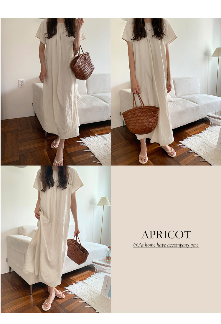 2024年夏季新款连衣裙 韩国ins风休闲家居宽松短袖度假中长款裙子详情15