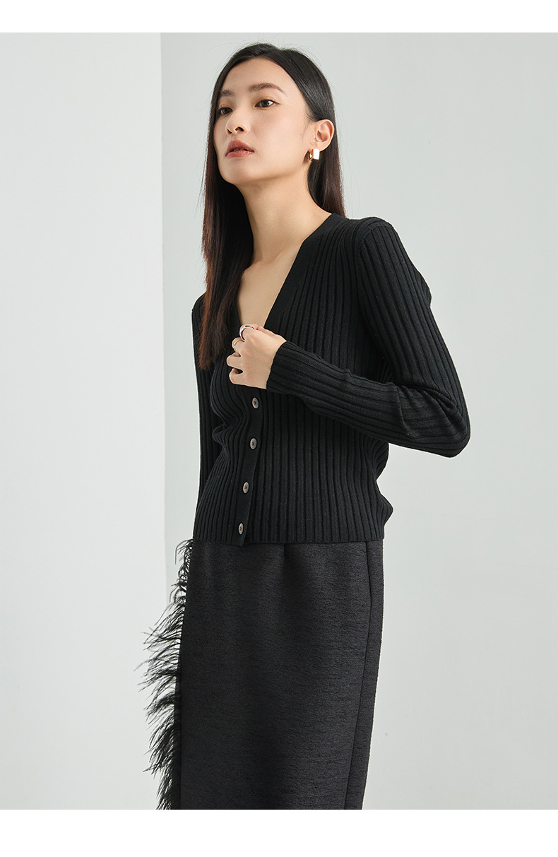 2024 Early Spring new collection: 15-stitch seamless texture all-wool knitted sweater, slim V-neck, soft and smooth, zero pressure thin cardigan pic 23