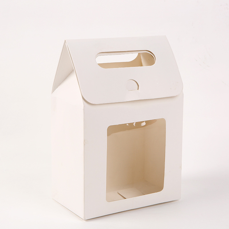 White card open window hand-held packaging bag, kraft cookie box, dessert bag, food paper bag, candy nougat bag pic 2