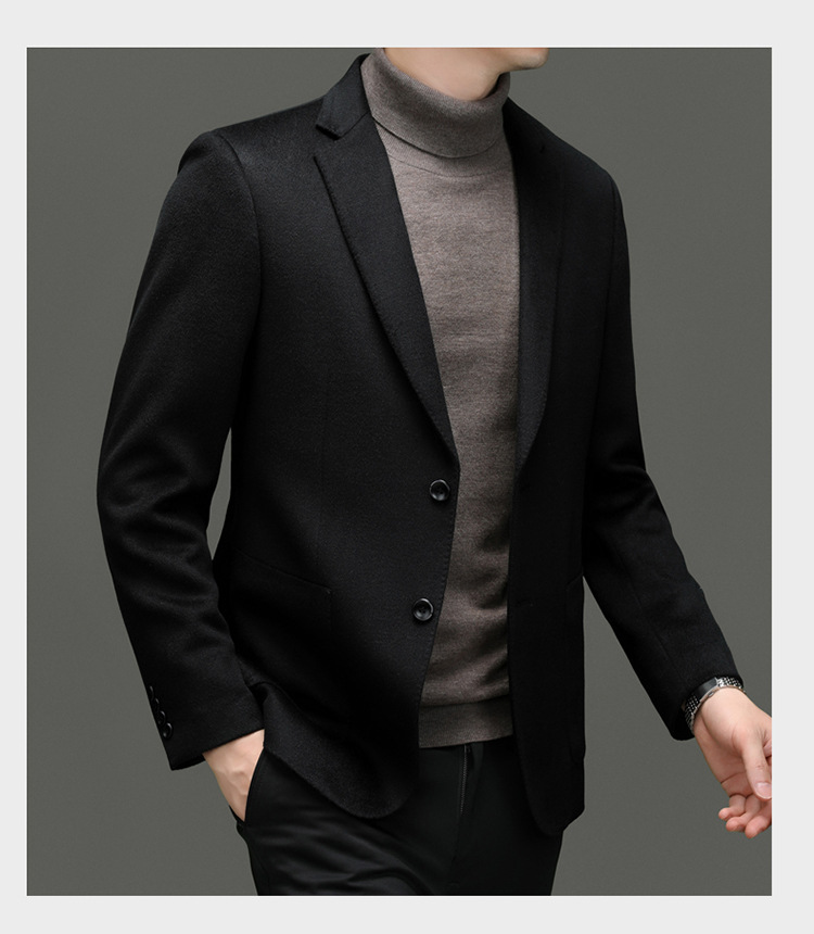 羊毛羊绒西服男高档商务休闲时尚桑蚕丝西装英伦秋冬厚款外套男装详情48