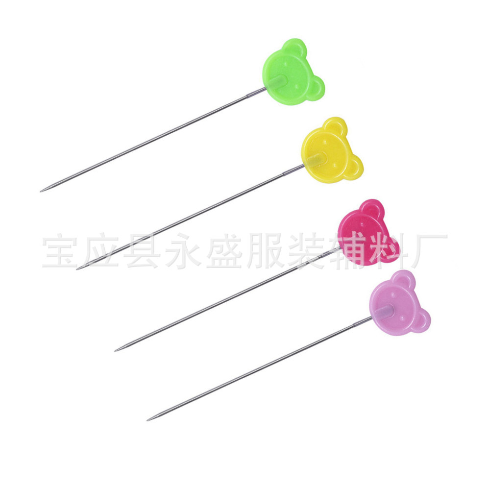 50枚/100枚装彩色小熊大头定位平头珠针服装DIY装饰工具详情4