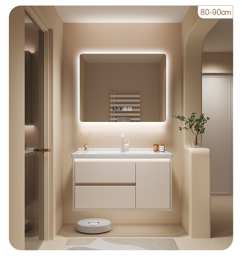 陶瓷一体盆浴室柜组合奶油风卫生间洗脸洗手盆洗漱台智能镜卫浴柜精品卫浴详情20