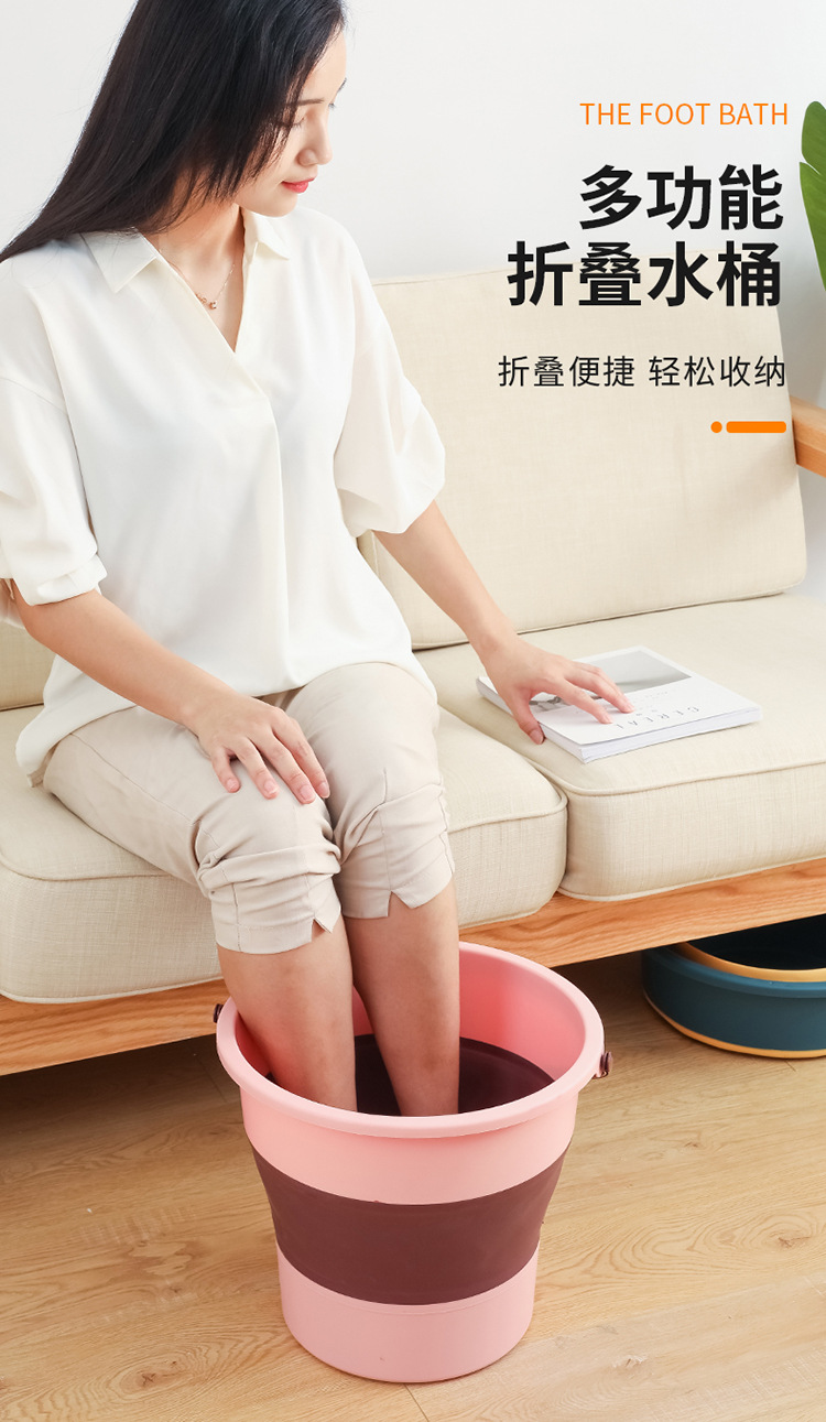 折叠水桶户外手提钓鱼桶大号车载旅行洗车桶家用便携加厚塑料桶01070详情1