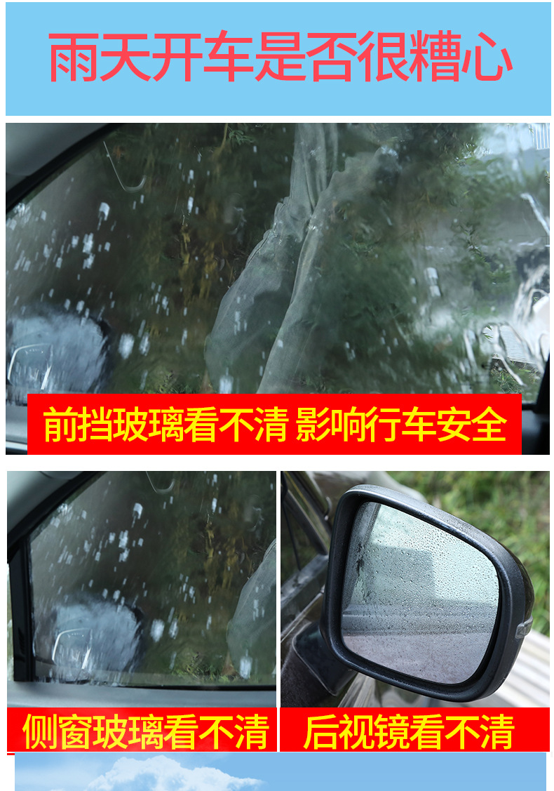 汽车防雨防雾剂 车用玻璃镀膜剂 车载后视镜除雾除水珠玻璃清洁剂详情11